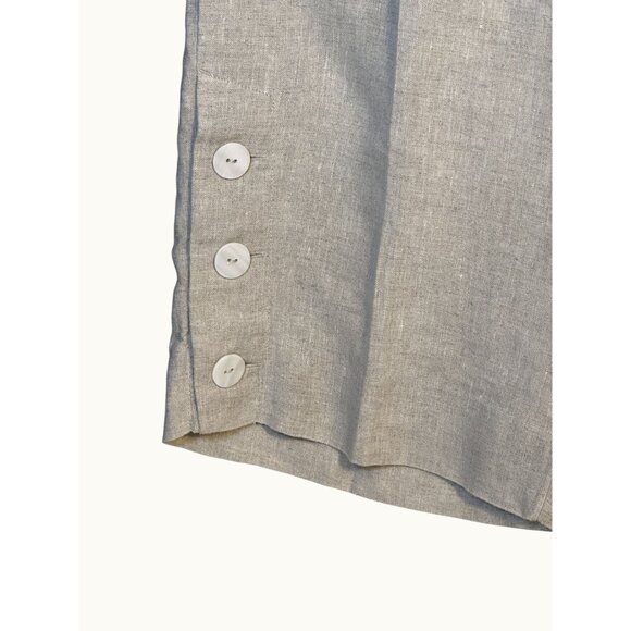Chicos Plus Size Oatmeal Linen Cropped Pull On Trousers Button Ankle Size 16 - Picture 4 of 13